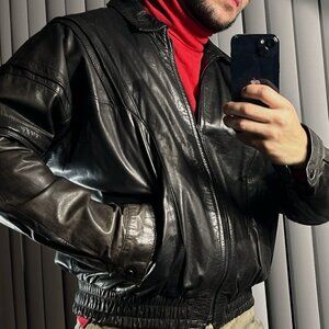 Montevideo  Leather Factory Leather Bomber Jacket  Western  Men's Large / EUR 52